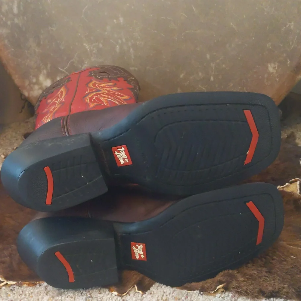 TONY LAMA 3R Buckaroo Rosston Red & Brown cowboy western boots #RR1017 sz 11D - Picture 13 of 16